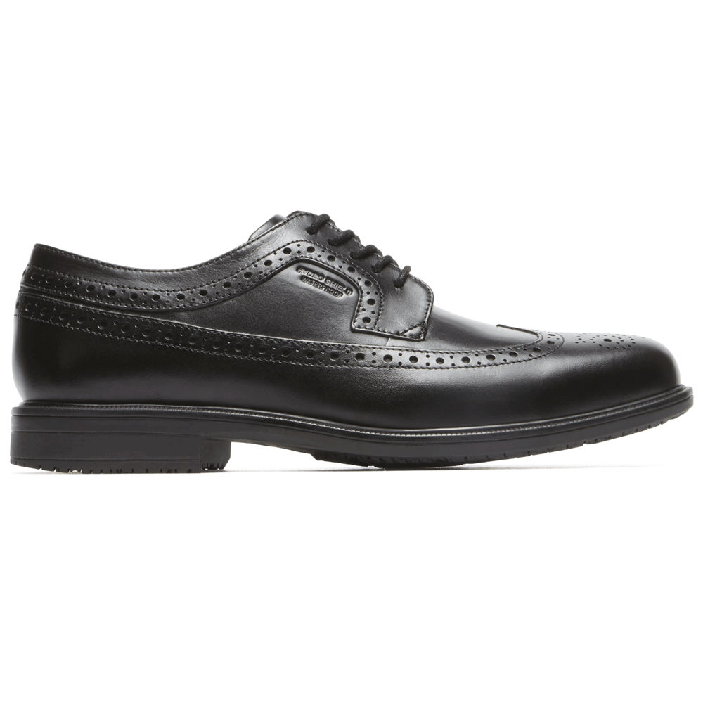 Rockport Mens Dress Shoes Black - Essential Details II Wingtip - UK 856-NIRTBY